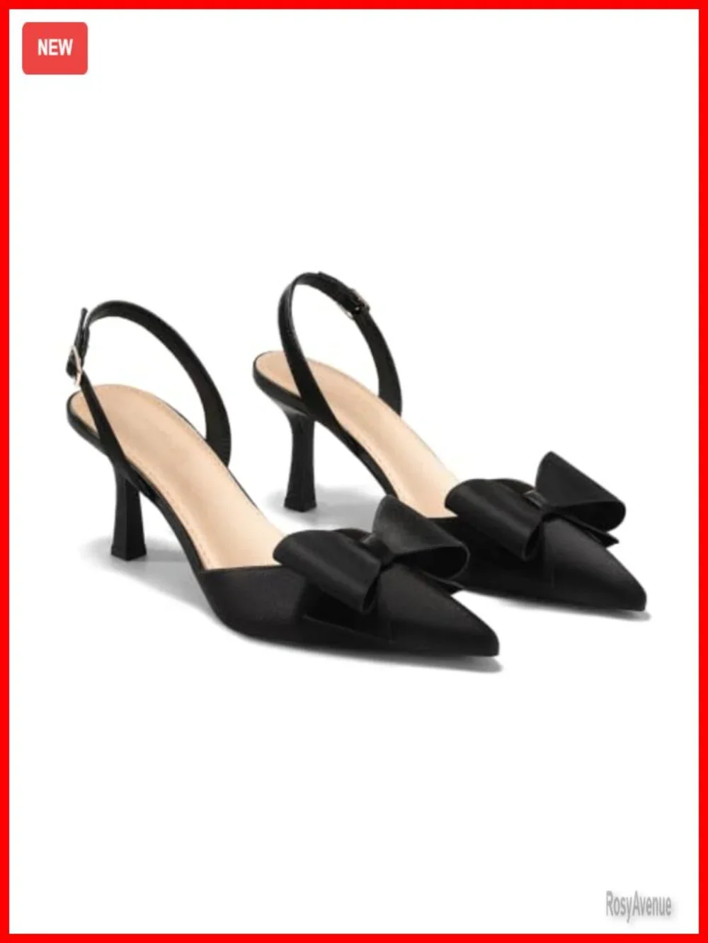 Womens Slingback Kitten Heels Bow Satin Closed Pointed Toe Pumps D'Orsay Slip